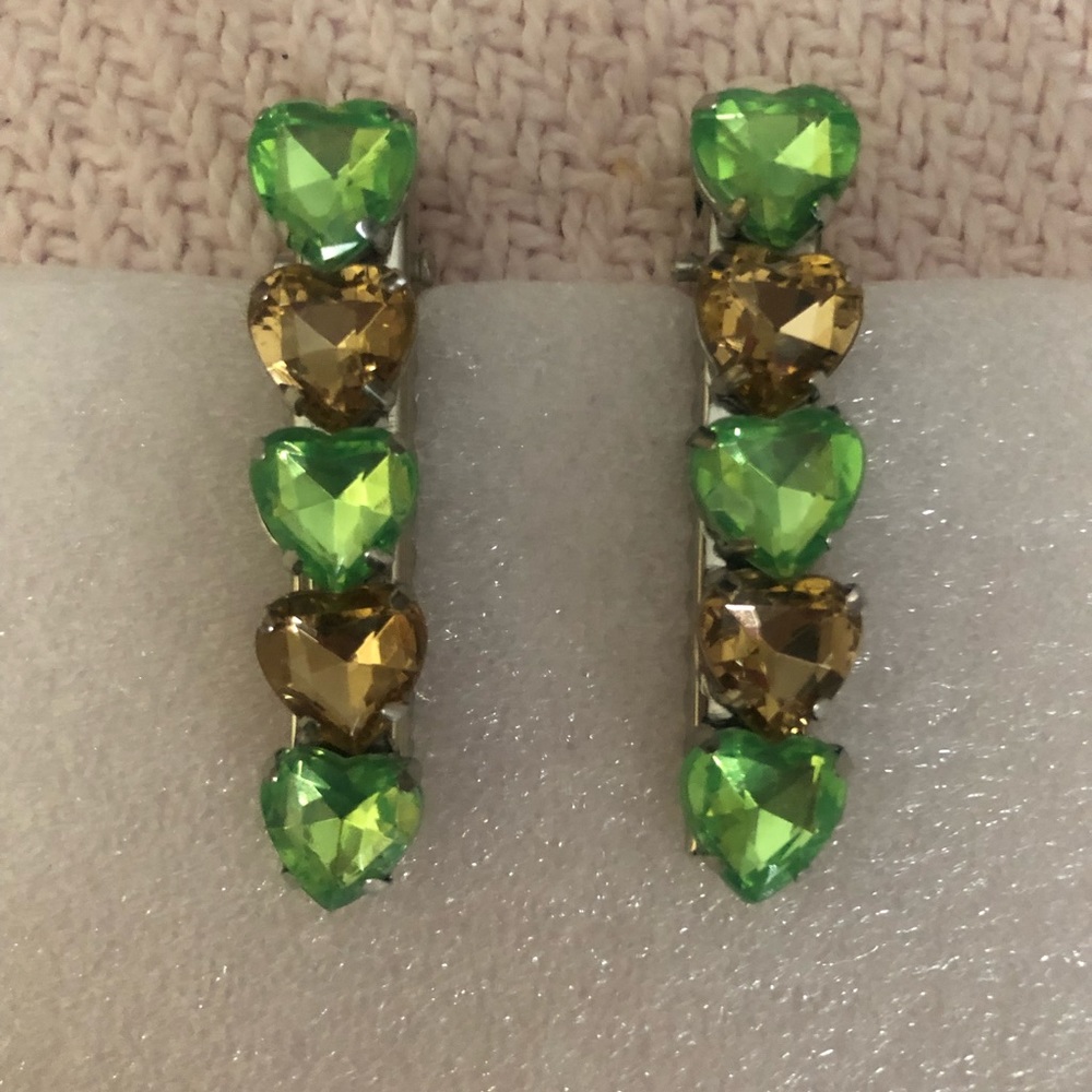 Rhinestone Hair clips in Green and Citrine Color